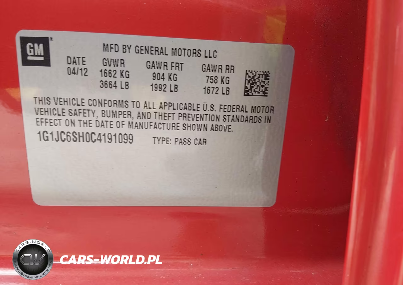 2012 Chevrolet Sonic Lt VIN:1G1JC6SH0C4191099 - 9