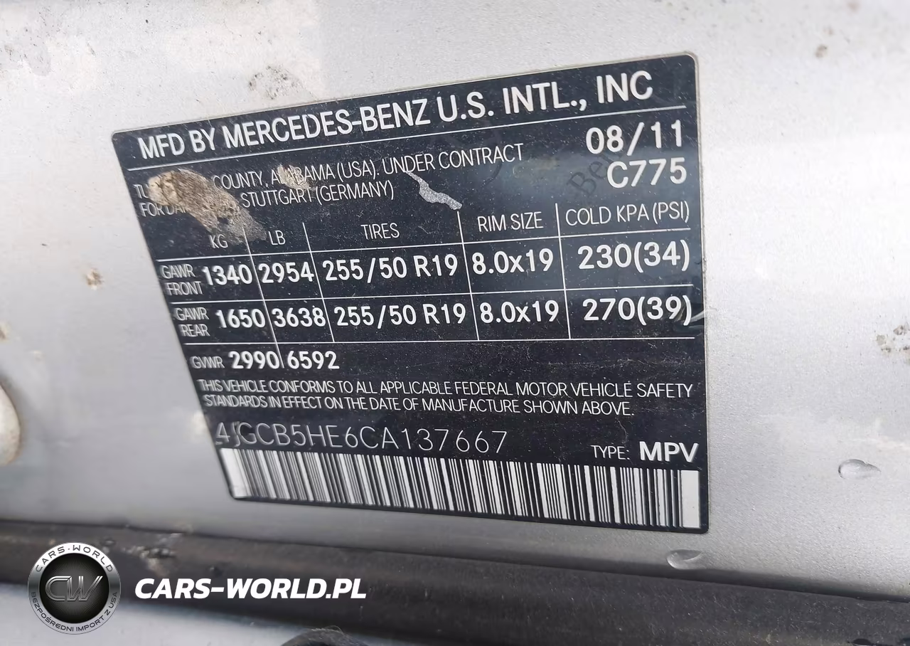 2012 Mercedes-Benz R 350 4Matic VIN:4JGCB5HE6CA137667 - 9