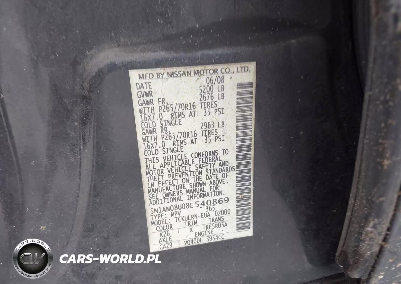 2008 Nissan Xterra S VIN:5N1AN08U08C540869 - 9
