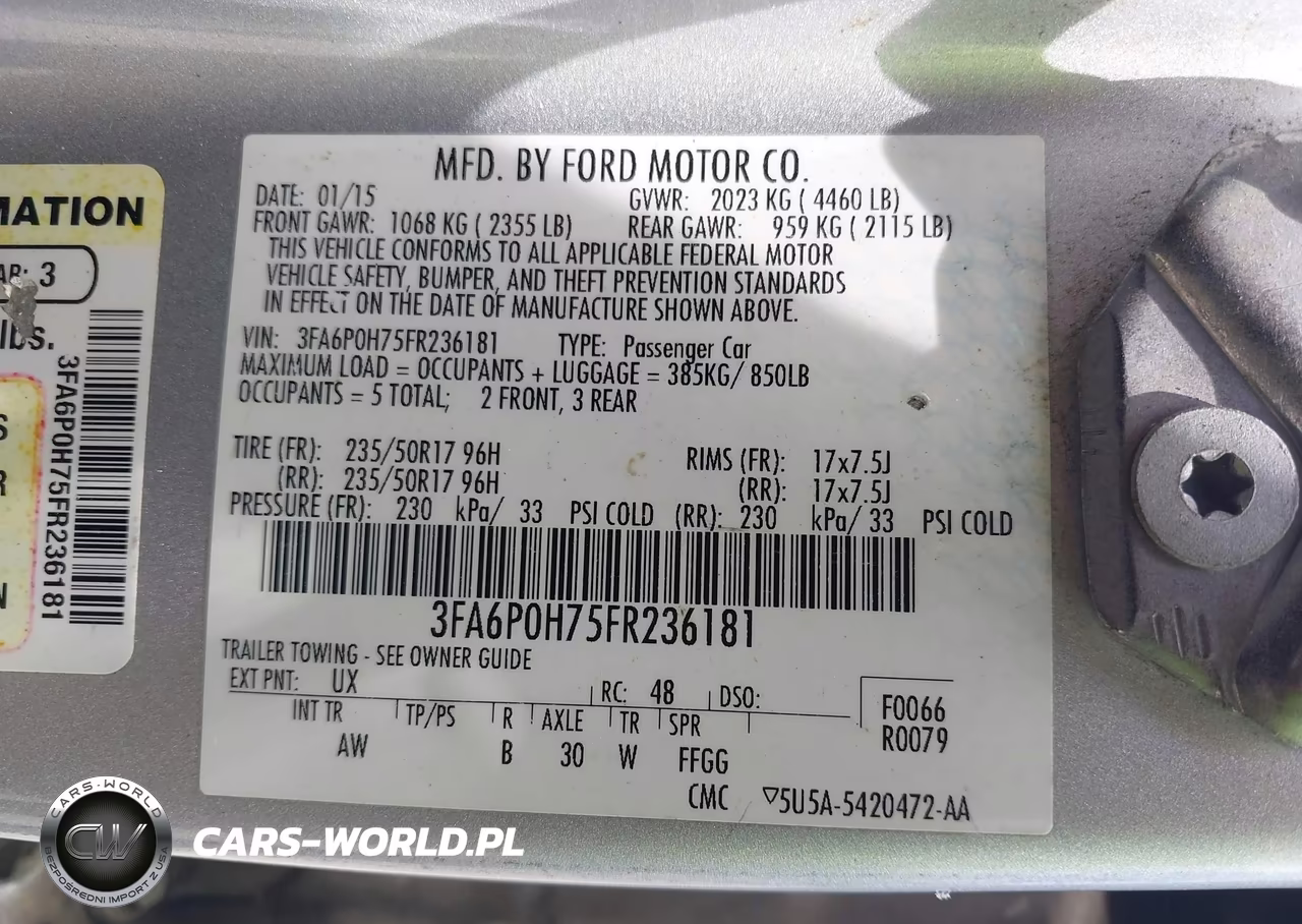 2015 Ford Fusion Se VIN:3FA6P0H75FR236181 - 9