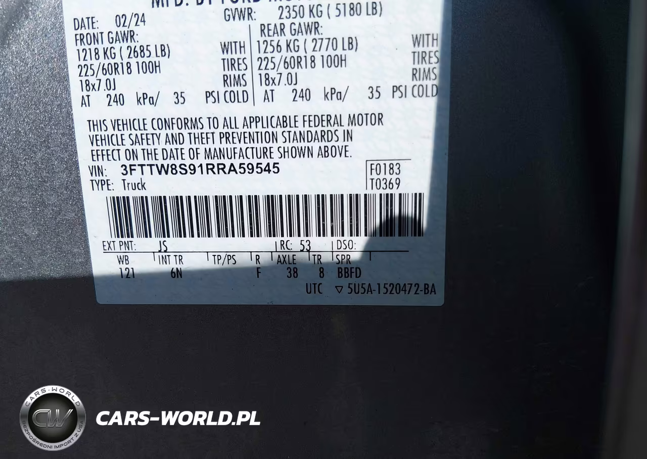 2024 Ford Maverick Lariat VIN:3FTTW8S91RRA59545 - 9