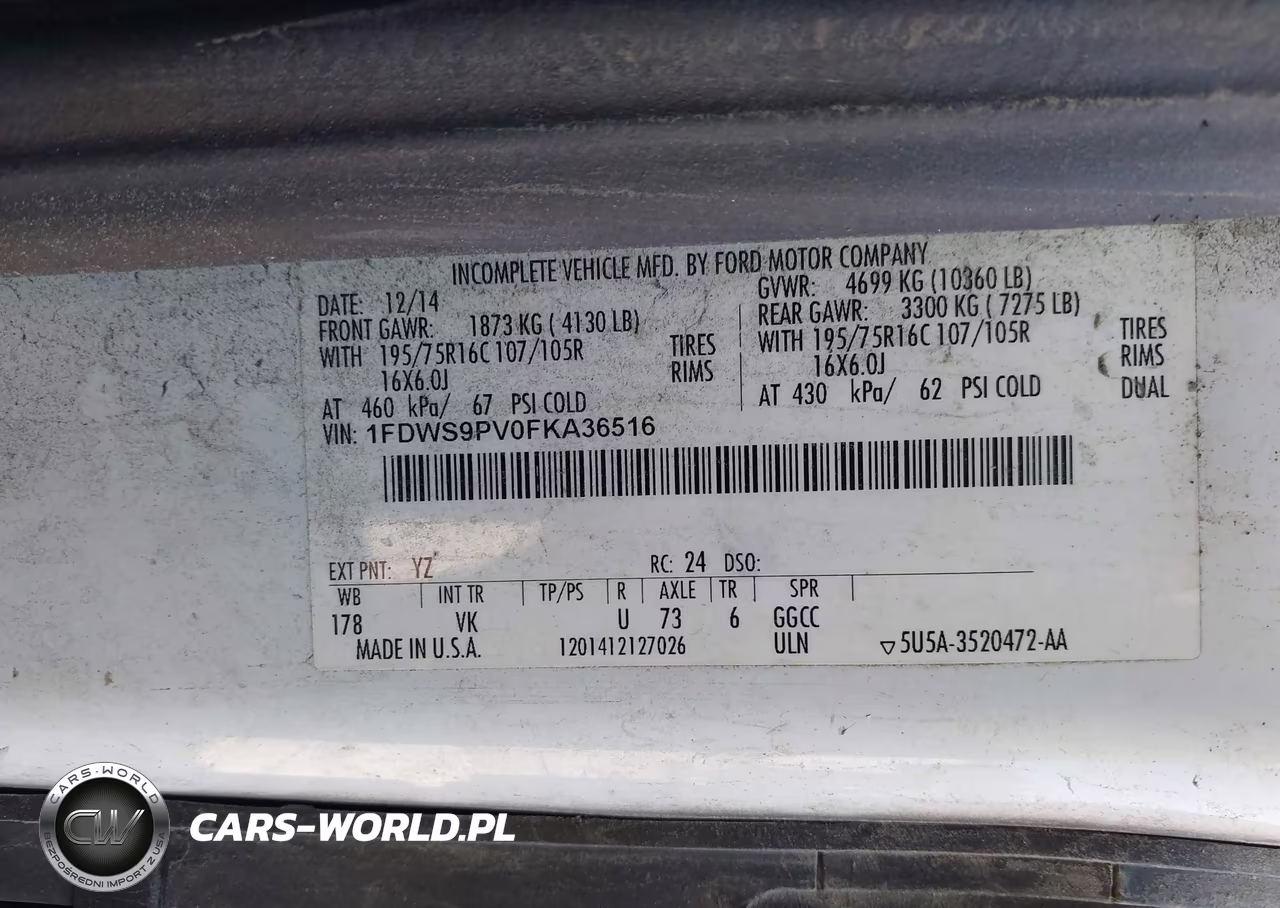 2015 Ford Transit-350 Cutaway VIN:1FDWS9PV0FKA36516 - 9