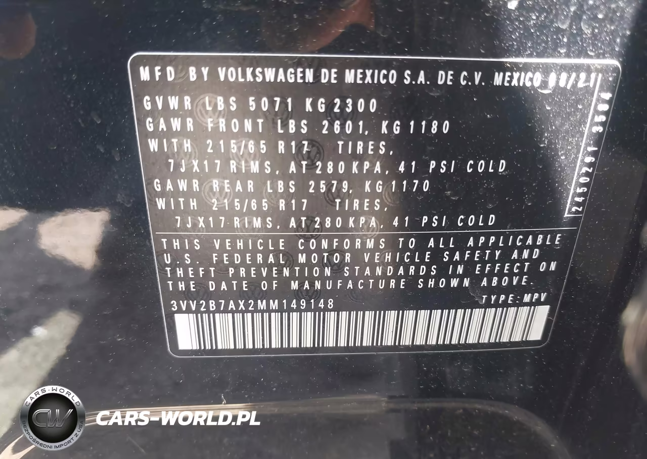 2021 Volkswagen Tiguan 2.0T Se-2.0T Se R-Line Black-2.0T Sel VIN:3VV2B7AX2MM149148 - 9