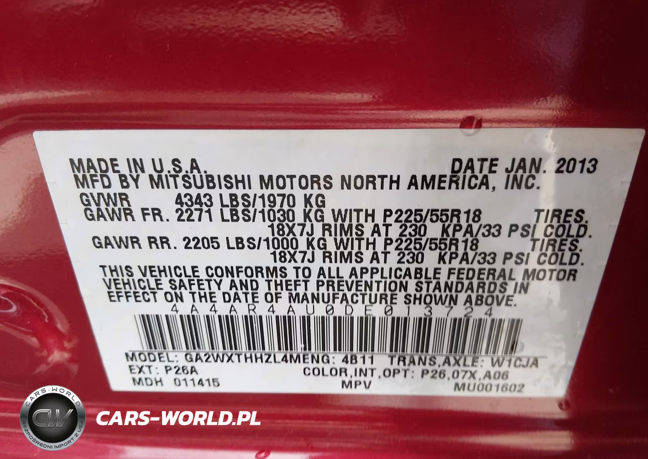 2013 Mitsubishi Outlander Sport Se VIN:4A4AR4AU0DE013724 - 9