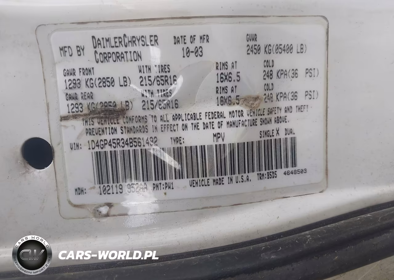 2004 Dodge Caravan Sxt VIN:1D4GP45R34B561492 - 9