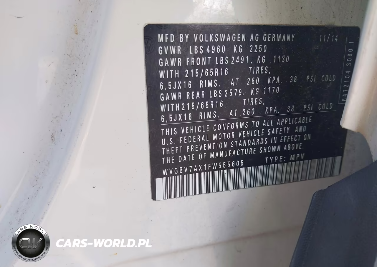 2015 Volkswagen Tiguan S VIN:WVGBV7AX1FW555605 - 9