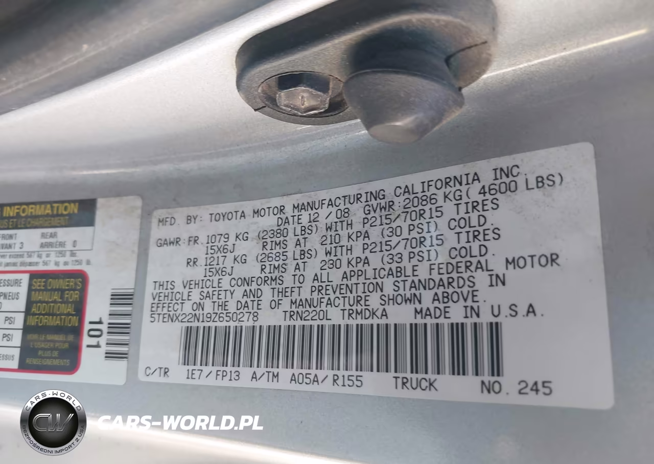 2009 Toyota Tacoma VIN:5TENX22N19Z650278 - 9