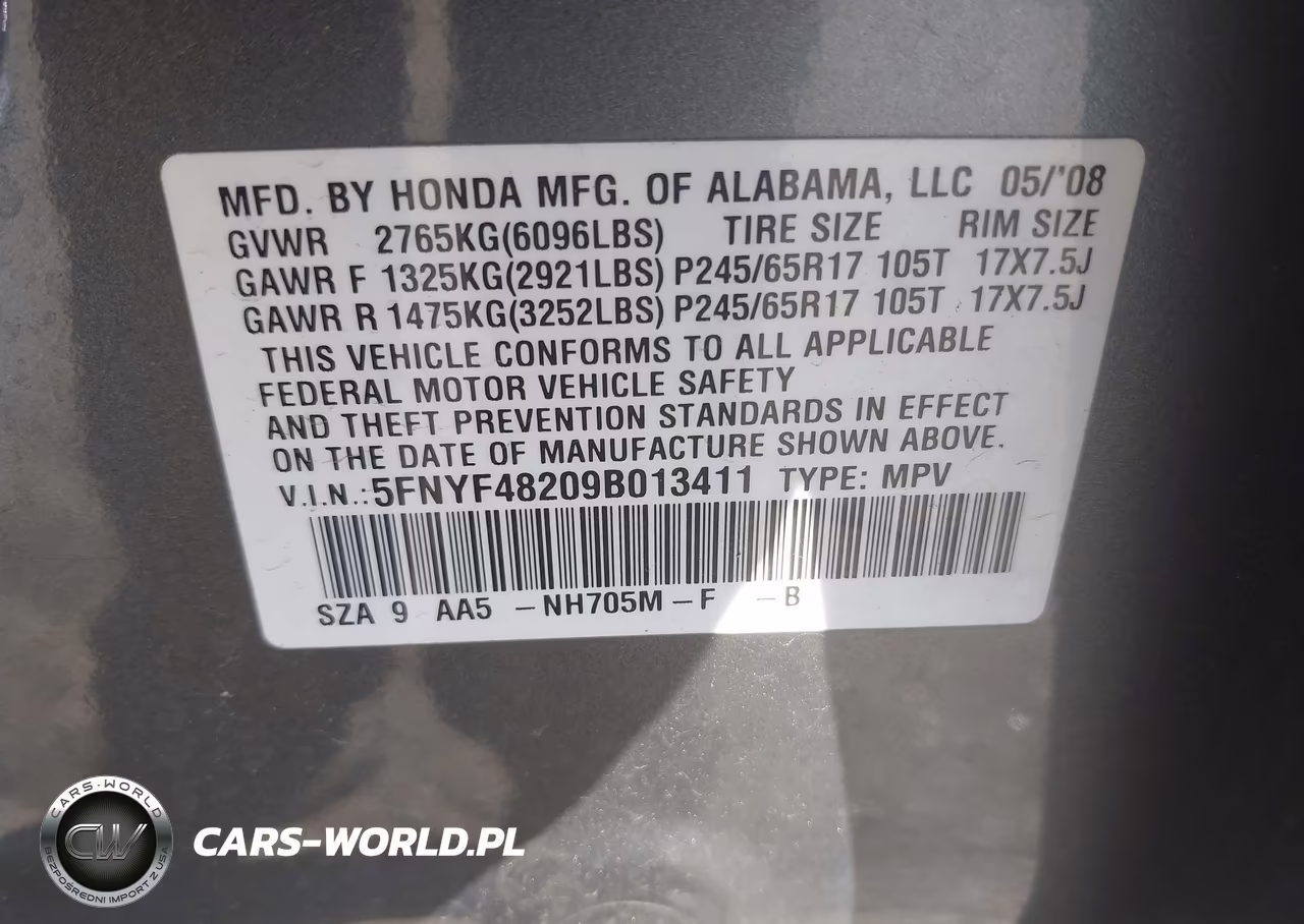 2009 Honda Pilot Lx VIN:5FNYF48209B013411 - 9