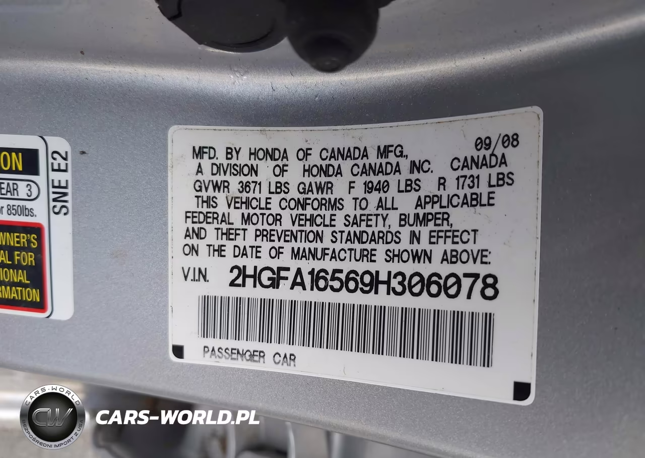 2009 Honda Civic Lx VIN:2HGFA16569H306078 - 9