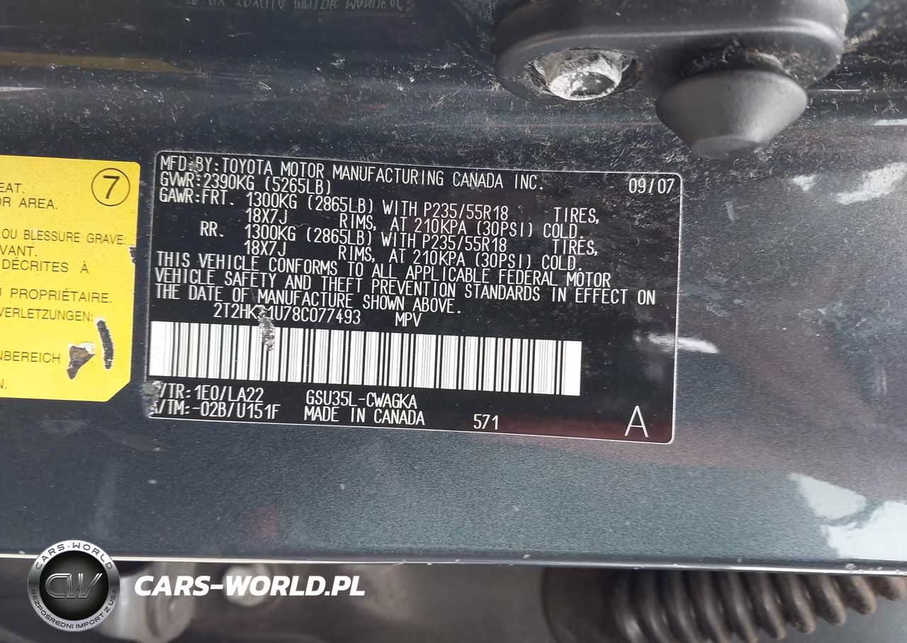 2008 Lexus Rx 350 VIN:2T2HK31U78C077493 - 9