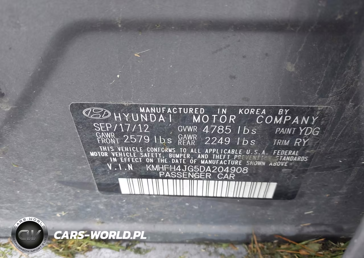 2013 Hyundai Azera VIN:KMHFH4JG5DA204908 - 9
