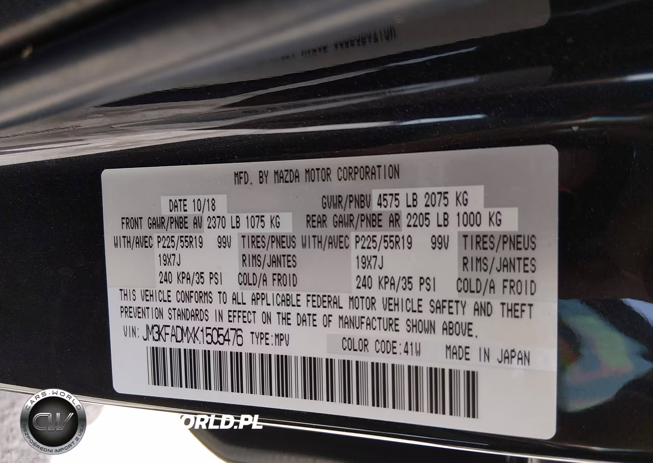 2019 Mazda Cx-5 Grand Touring VIN:JM3KFADMXK1505476 - 9