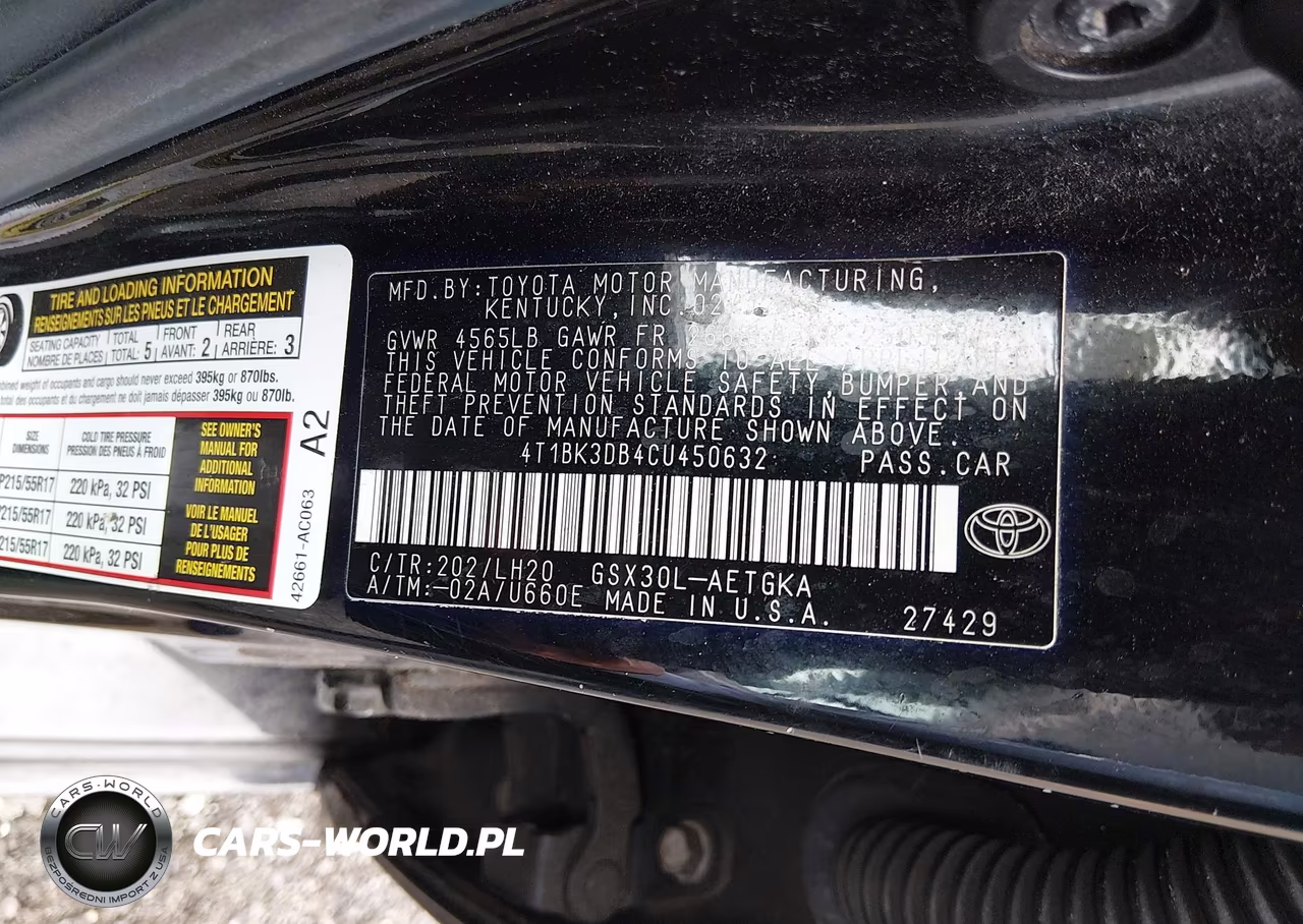 2012 Toyota Avalon VIN:4T1BK3DB4CU450632 - 9