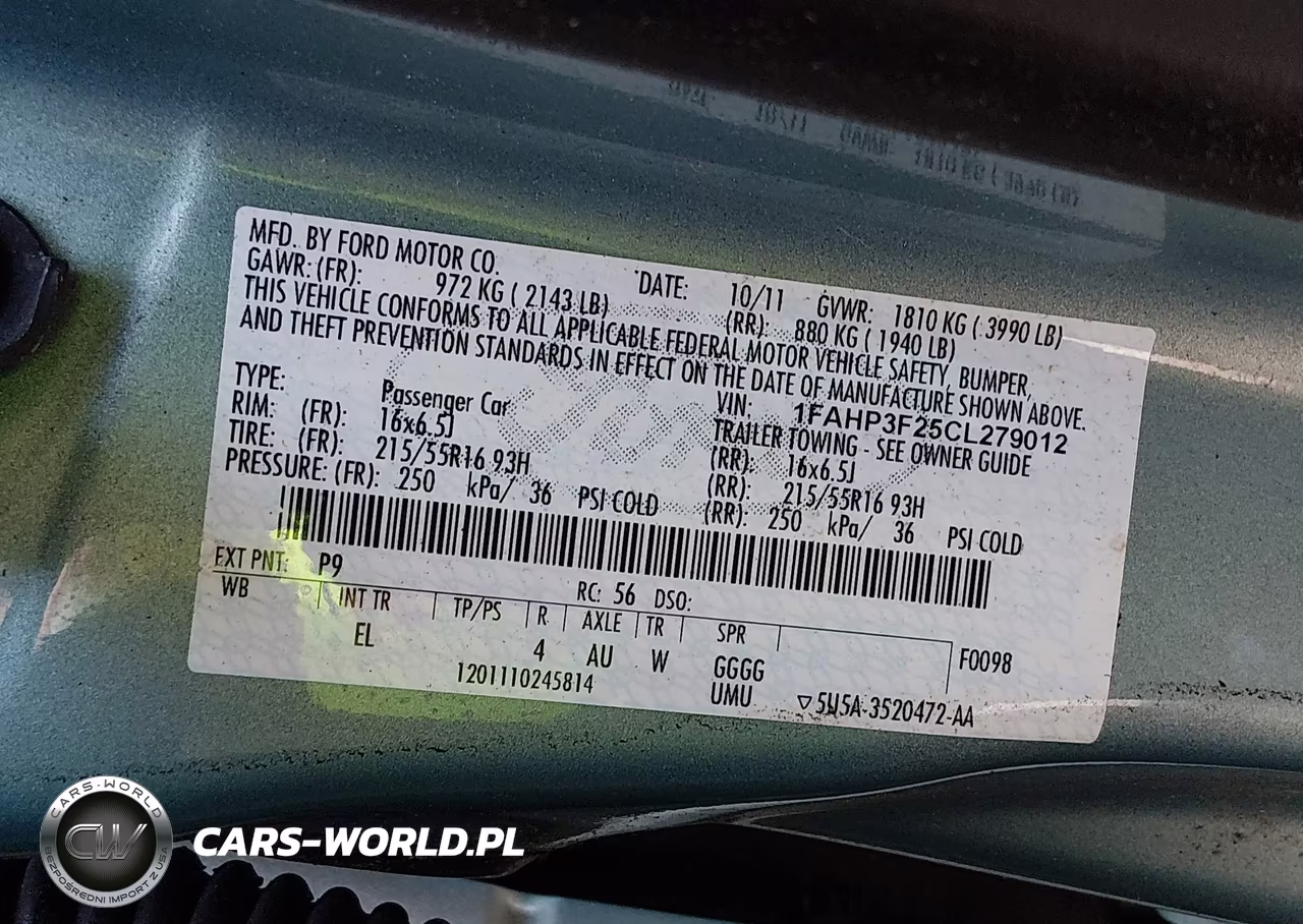 2012 Ford Focus Se VIN:1FAHP3F25CL279012 - 9