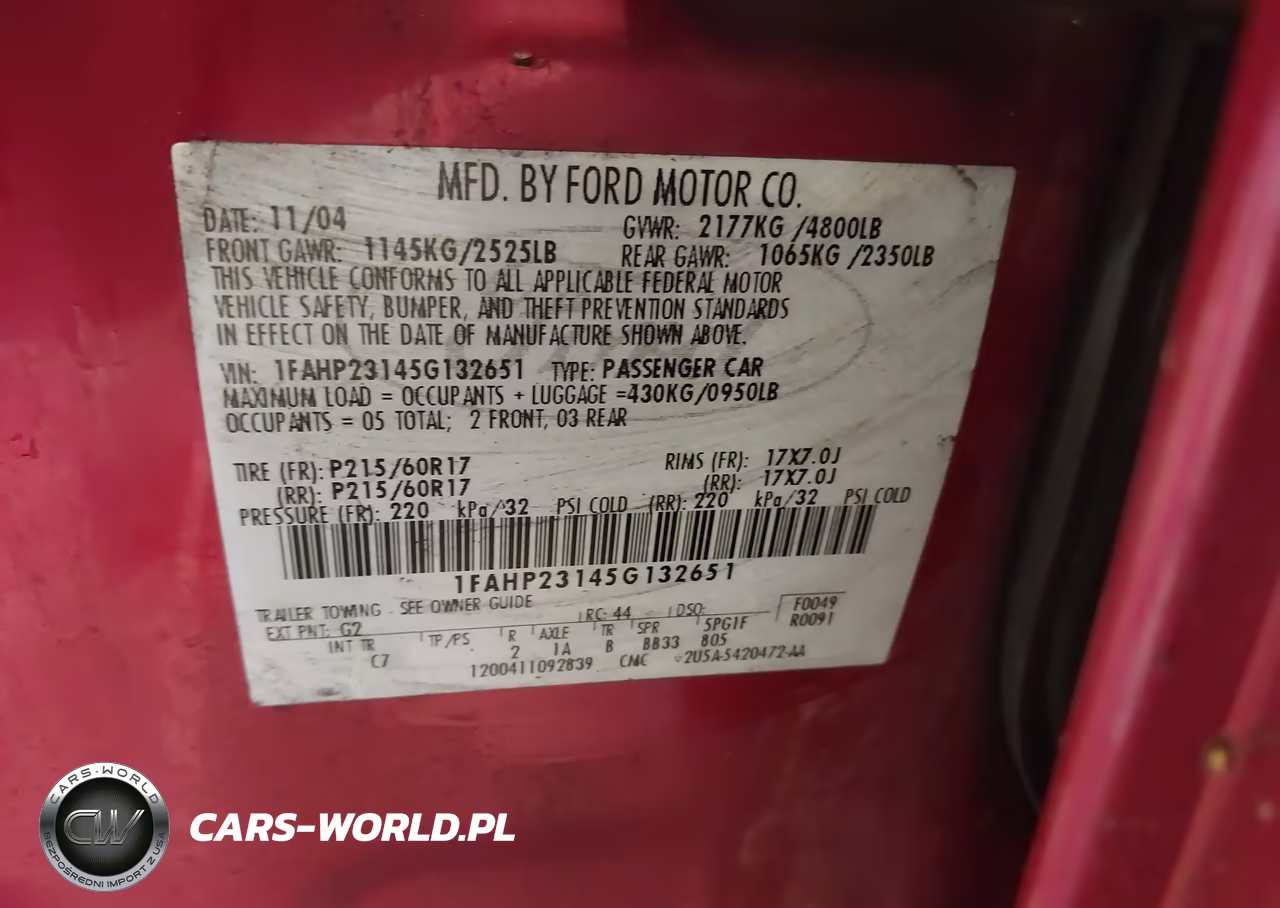 2005 Ford Five Hundred Se VIN:1FAHP23145G132651 - 9