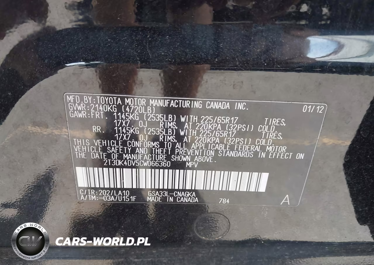 2012 Toyota Rav4 Limited V6 VIN:2T3DK4DV5CW066360 - 9