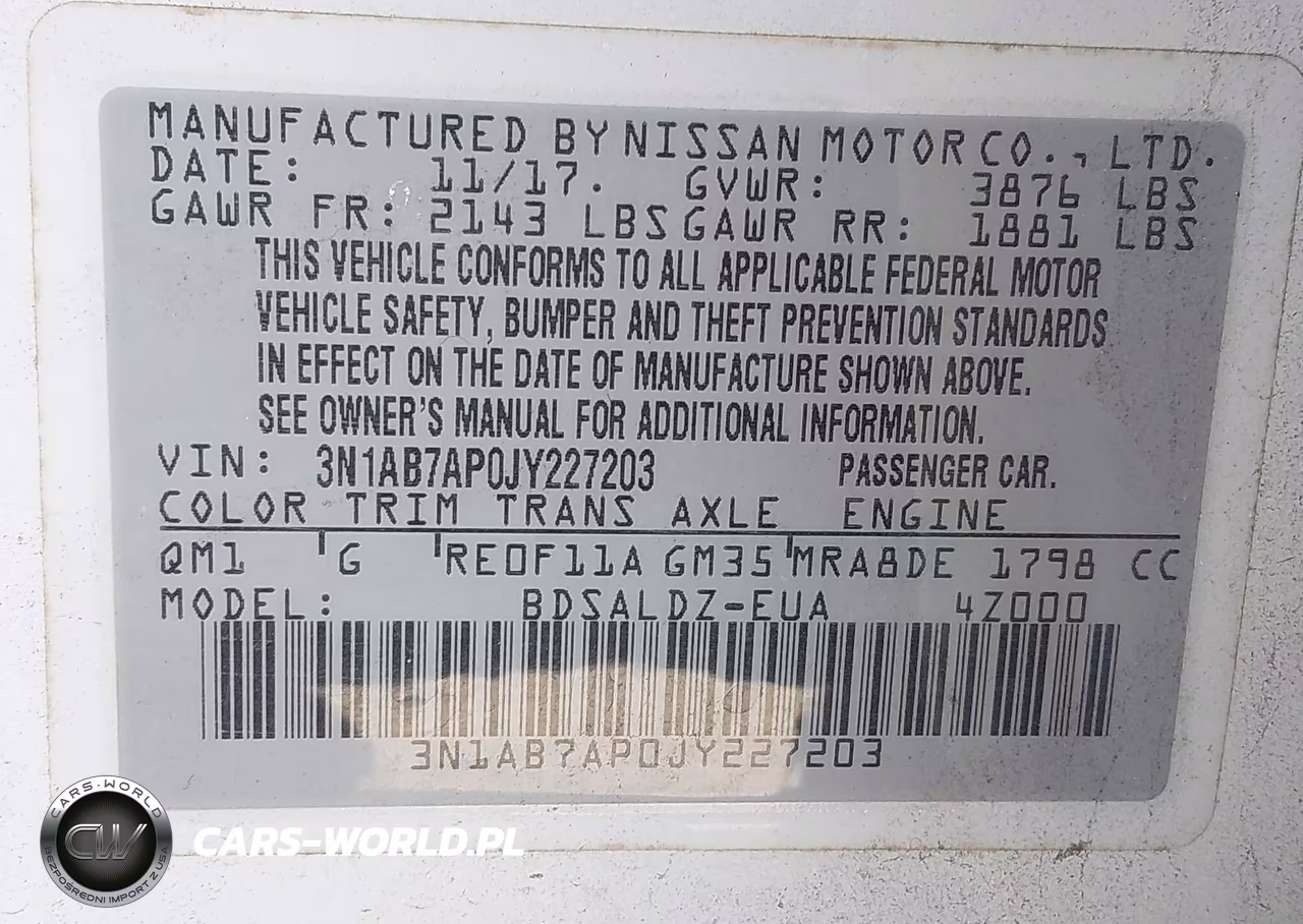 2018 Nissan Sentra Sv VIN:3N1AB7AP0JY227203 - 9