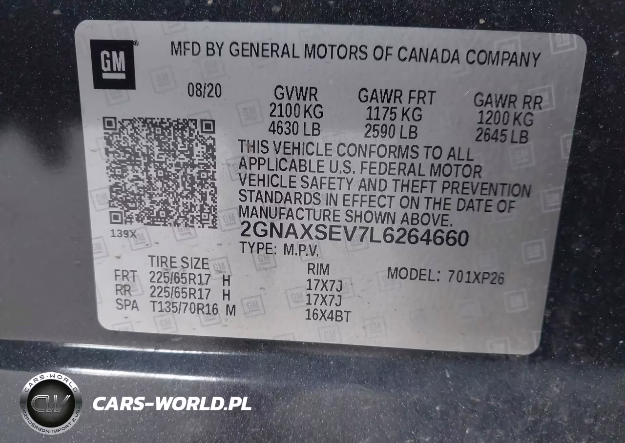 2020 Chevrolet Equinox Awd Ls VIN:2GNAXSEV7L6264660 - 9