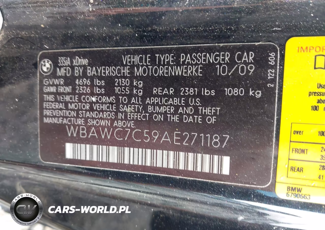 2010 BMW 335I xDrive VIN:WBAWC7C59AE271187 - 9