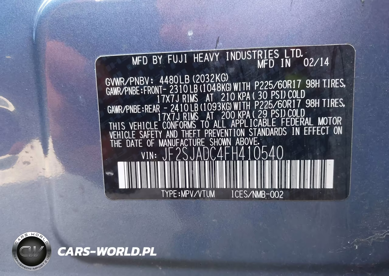 2015 Subaru Forester 2.5I Premium VIN:JF2SJADC4FH410540 - 9