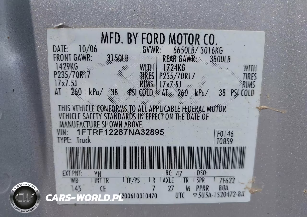 2007 Ford F-150 Stx-Xl-Xlt VIN:1FTRF12287NA32895 - 9