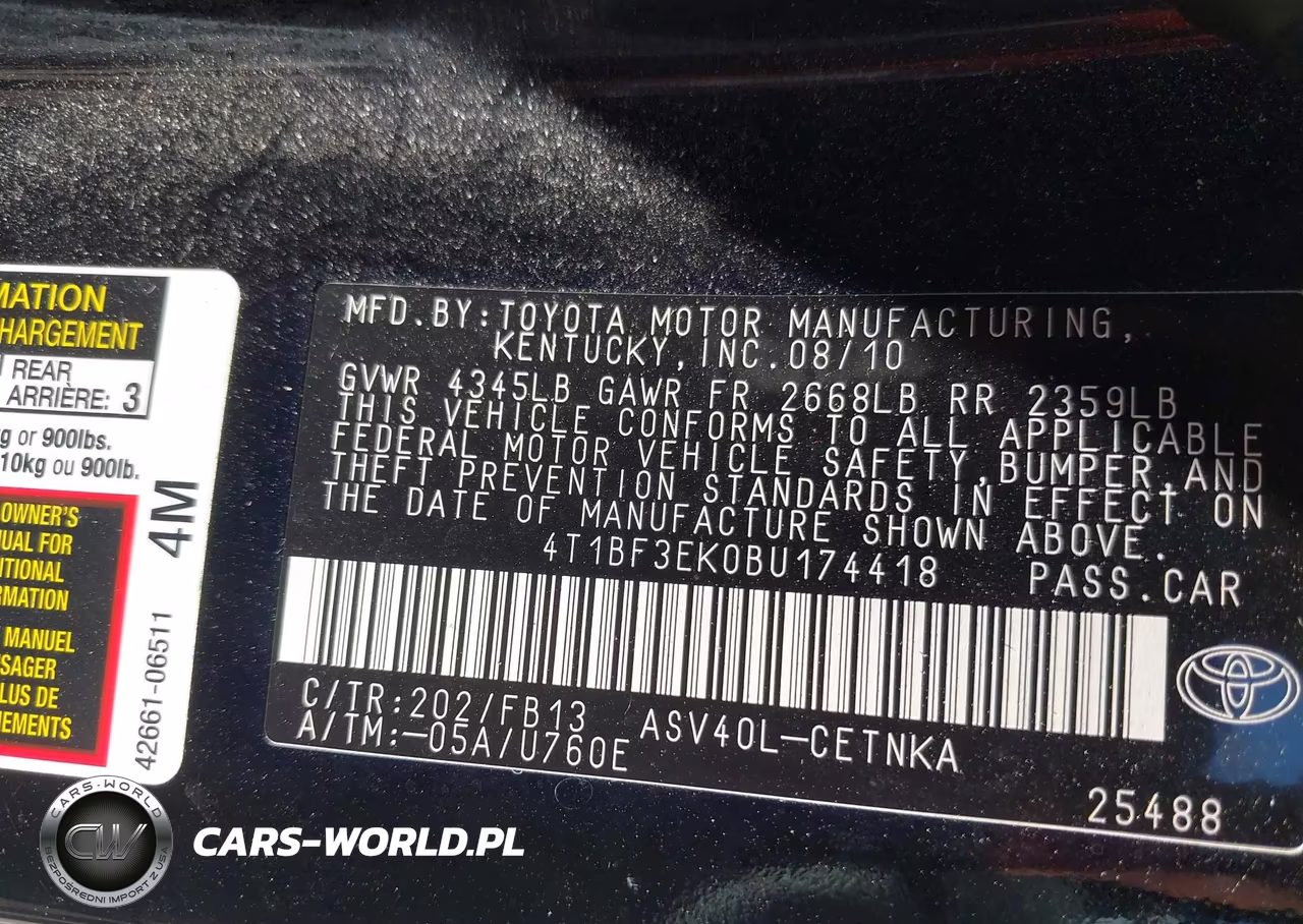 2011 Toyota Camry Le VIN:4T1BF3EK0BU174418 - 9