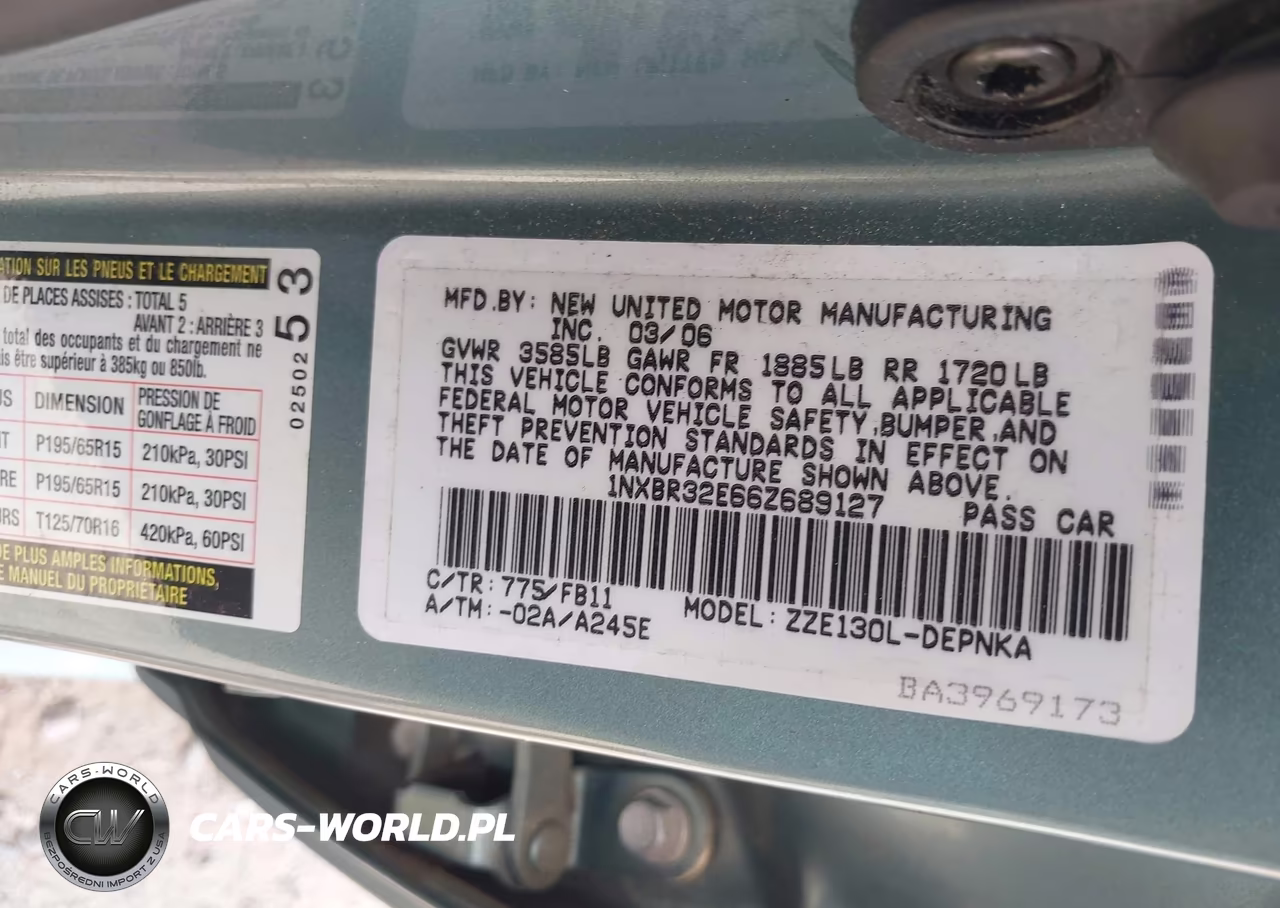 2006 Toyota Corolla Le VIN:1NXBR32E66Z689127 - 9