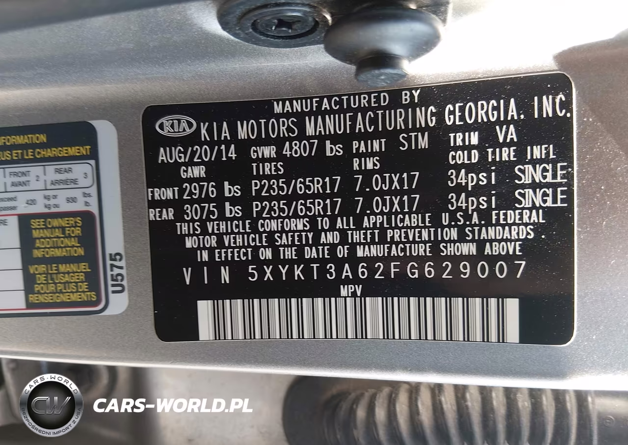 2015 Kia Sorento Lx VIN:5XYKT3A62FG629007 - 9