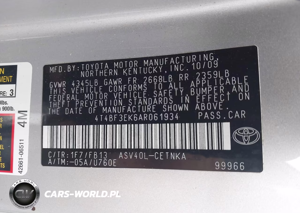 2010 Toyota Camry Le VIN:4T4BF3EK6AR061934 - 9