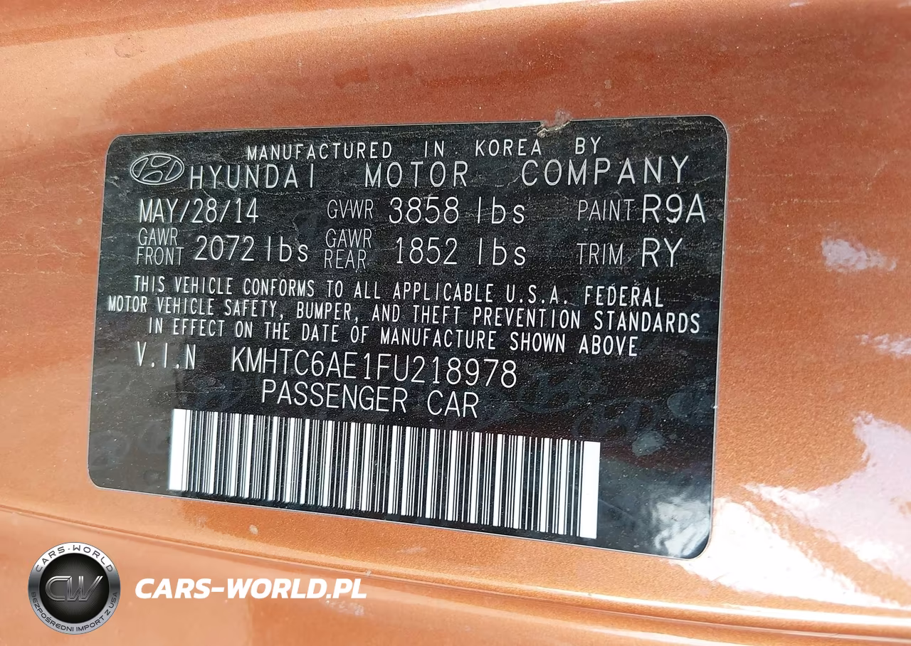 2015 Hyundai Veloster Turbo VIN:KMHTC6AE1FU218978 - 9