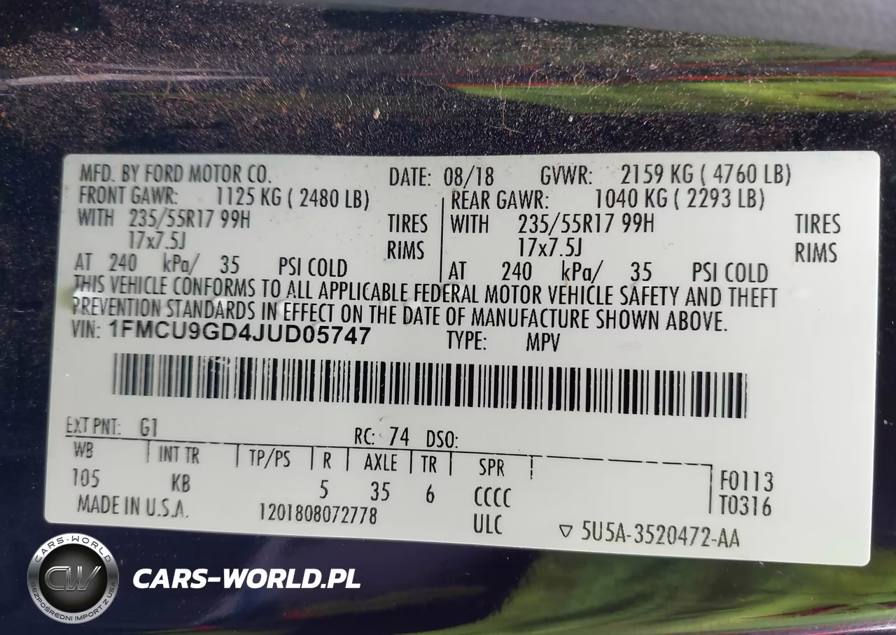 2018 Ford Escape Se VIN:1FMCU9GD4JUD05747 - 9