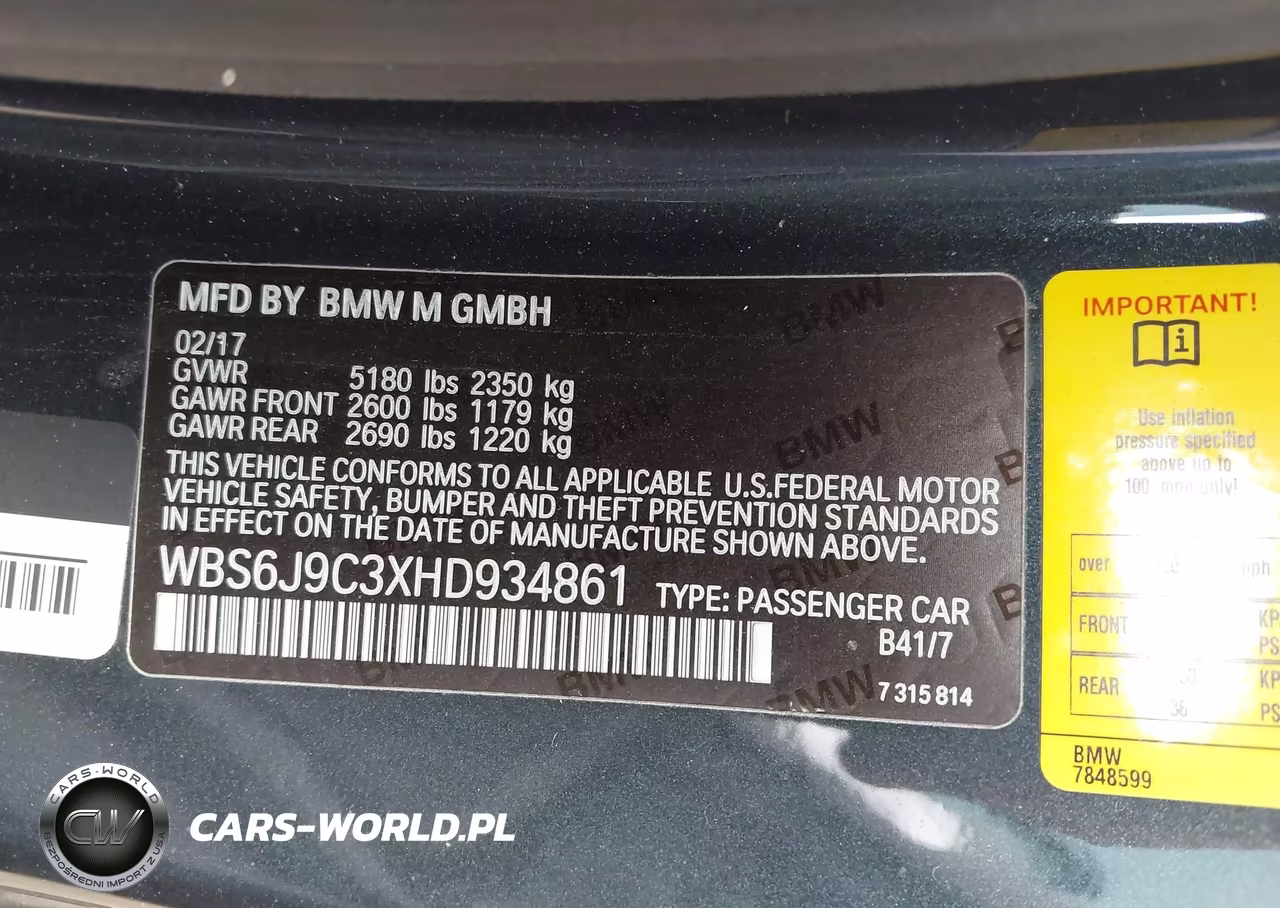 2017 BMW M6 VIN:WBS6J9C3XHD934861 - 9