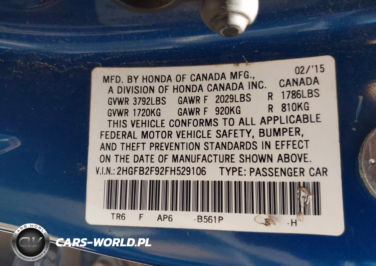 2015 Honda Civic Ex-L VIN:2HGFB2F92FH529106 - 9