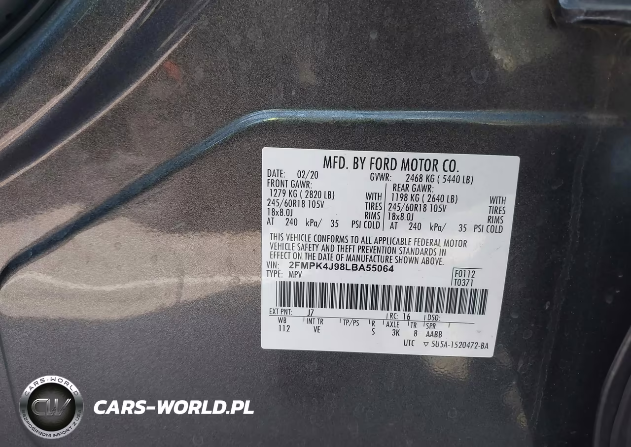 2020 Ford Edge Sel-St Line VIN:2FMPK4J98LBA55064 - 9