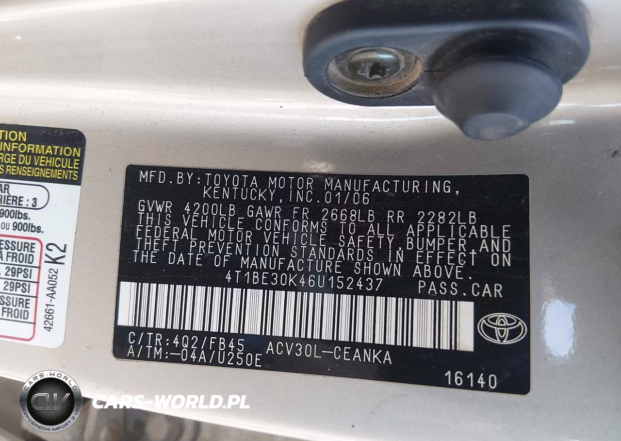 2006 Toyota Camry Le VIN:4T1BE30K46U152437 - 6
