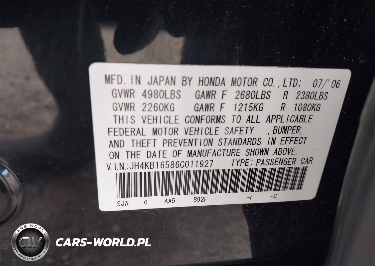 2006 Acura Rl 3.5 VIN:JH4KB16586C011927 - 9