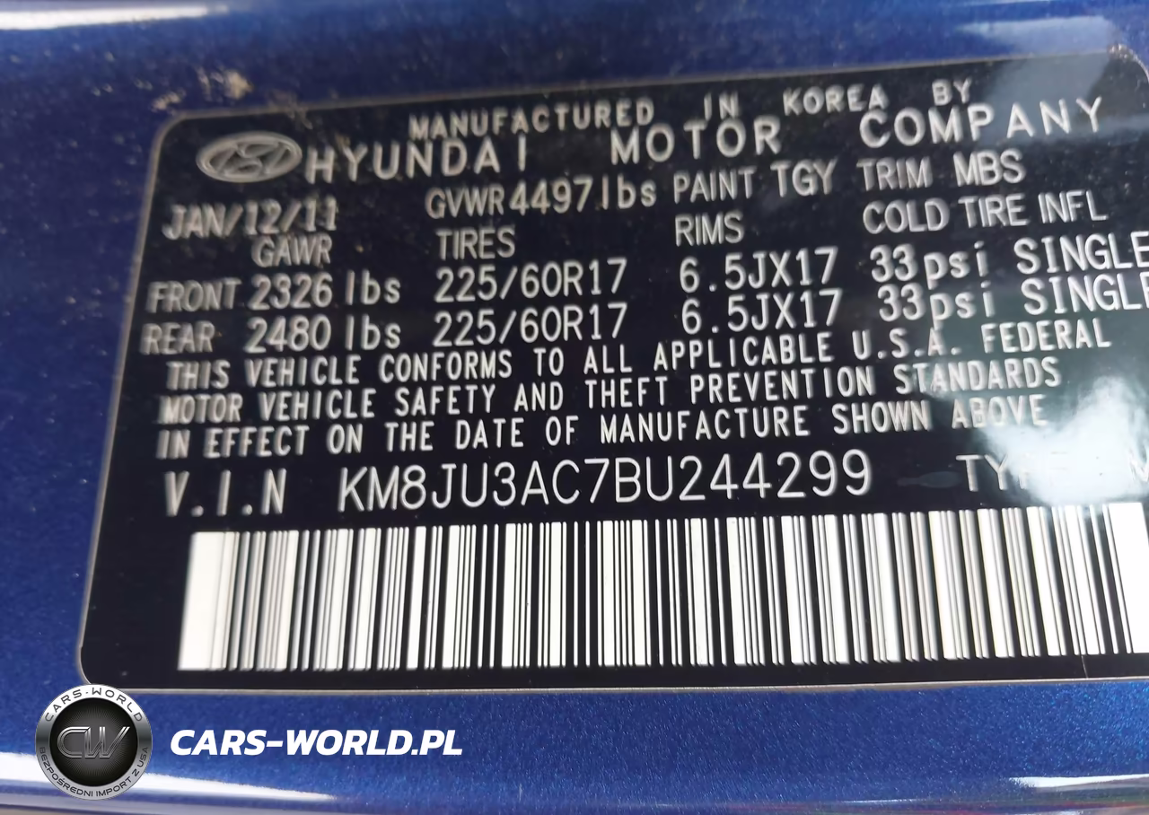 2011 Hyundai Tucson Gls VIN:KM8JU3AC7BU244299 - 9