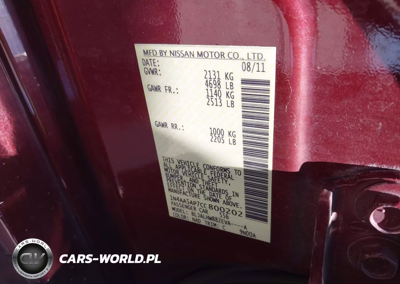 2012 Nissan Maxima 3.5 Sv VIN:1N4AA5AP7CC800202 - 9