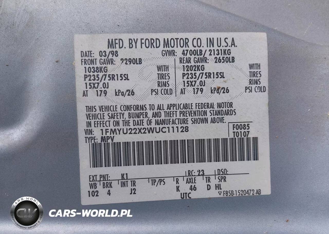 1998 Ford Explorer Sport VIN:1FMYU22X2WUC11128 - 9
