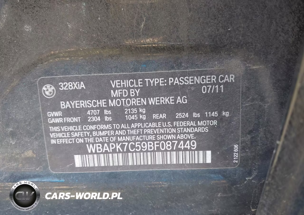 2011 BMW 328I xDrive VIN:WBAPK7C59BF087449 - 9