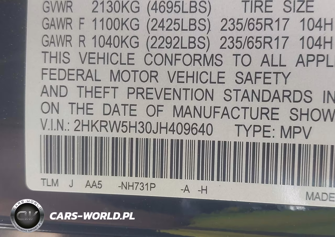 2018 Honda Cr-V Lx VIN:2HKRW5H30JH409640 - 9