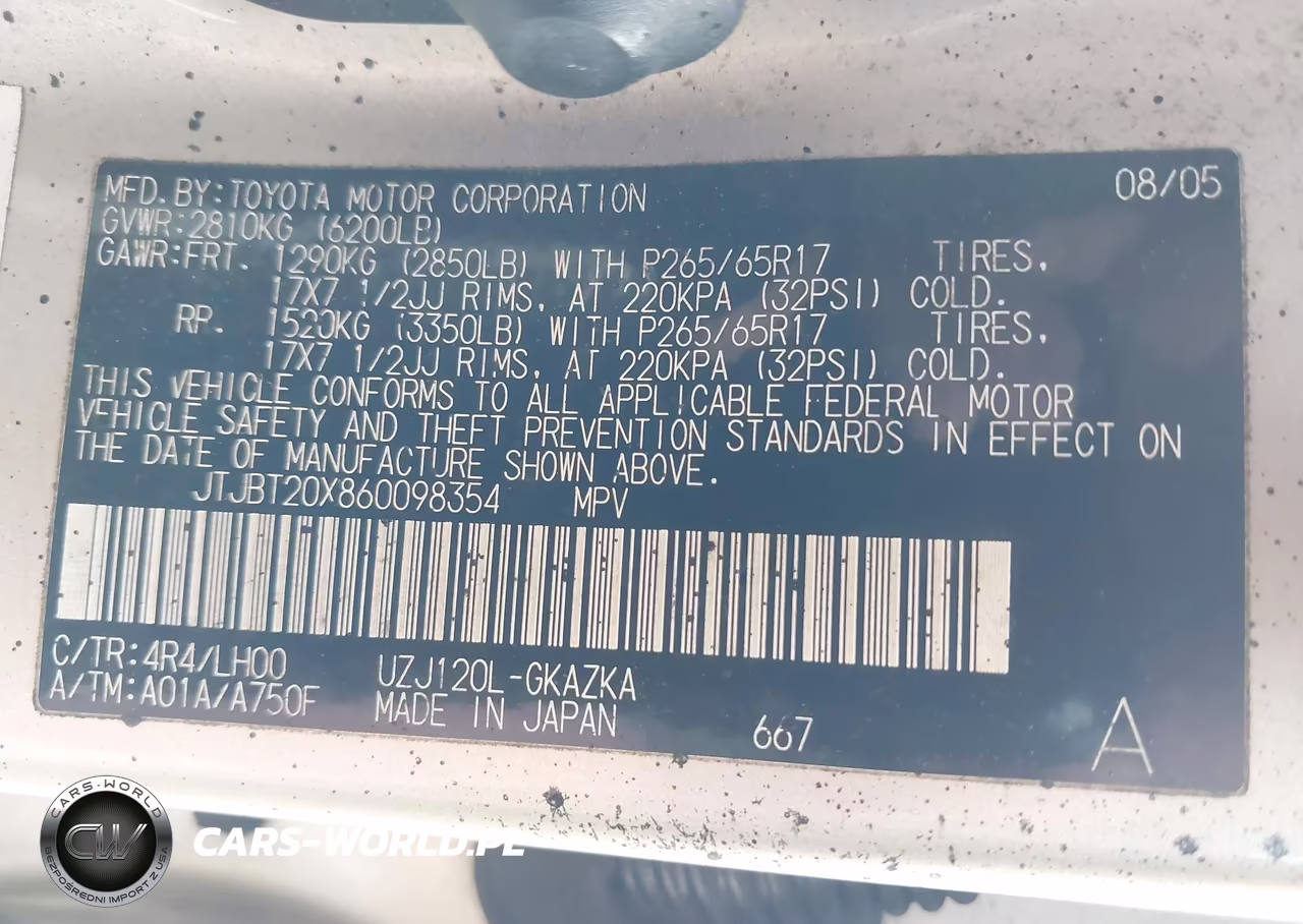 2006 Lexus Gx 470 VIN:JTJBT20X860098354 - 9