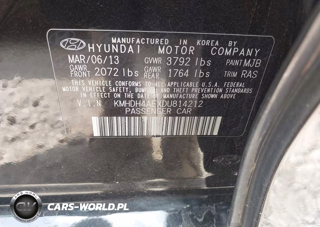 2013 Hyundai Elantra Gls VIN:KMHDH4AEXDU814212 - 9