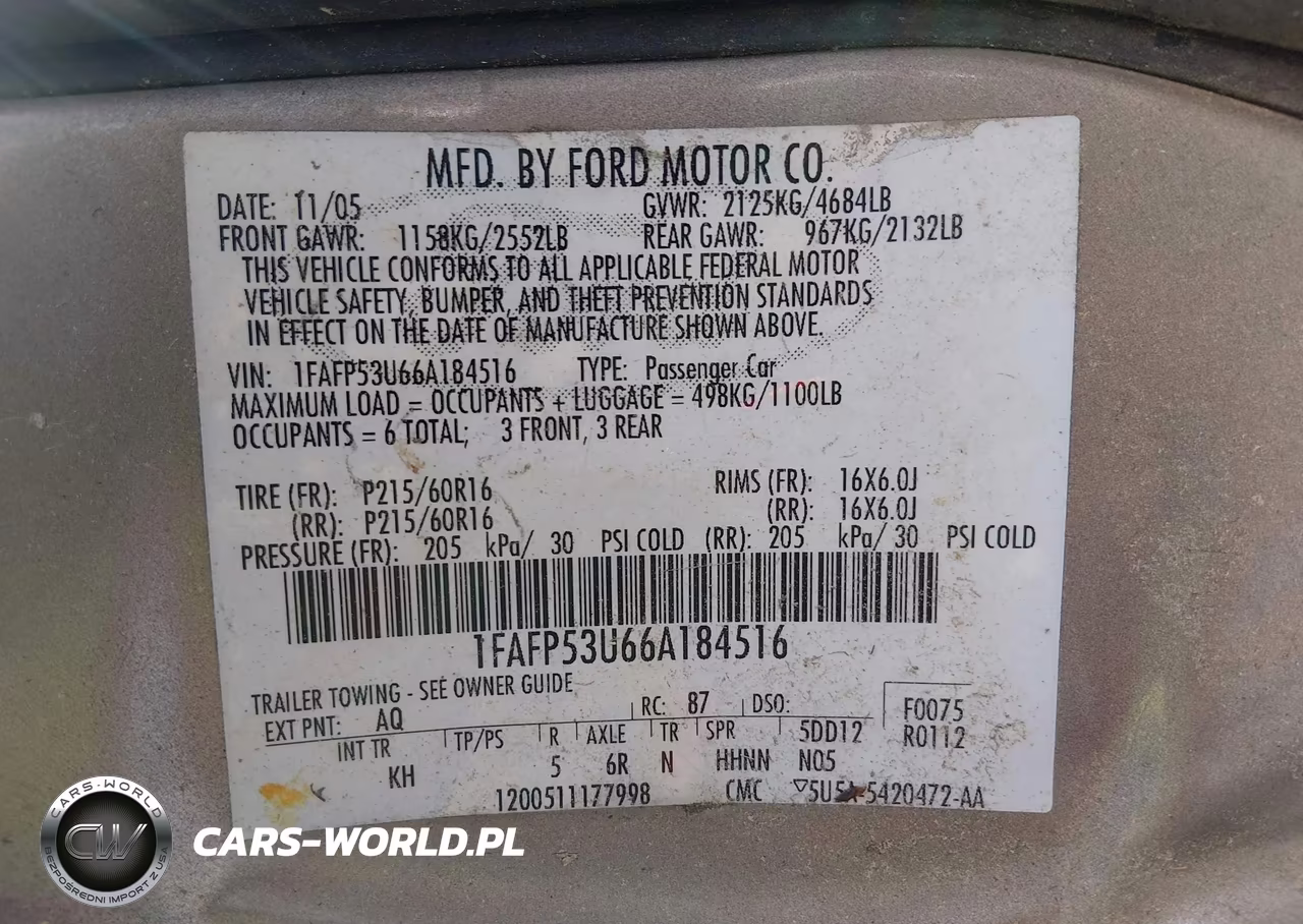 2006 Ford Taurus Se VIN:1FAFP53U66A184516 - 9