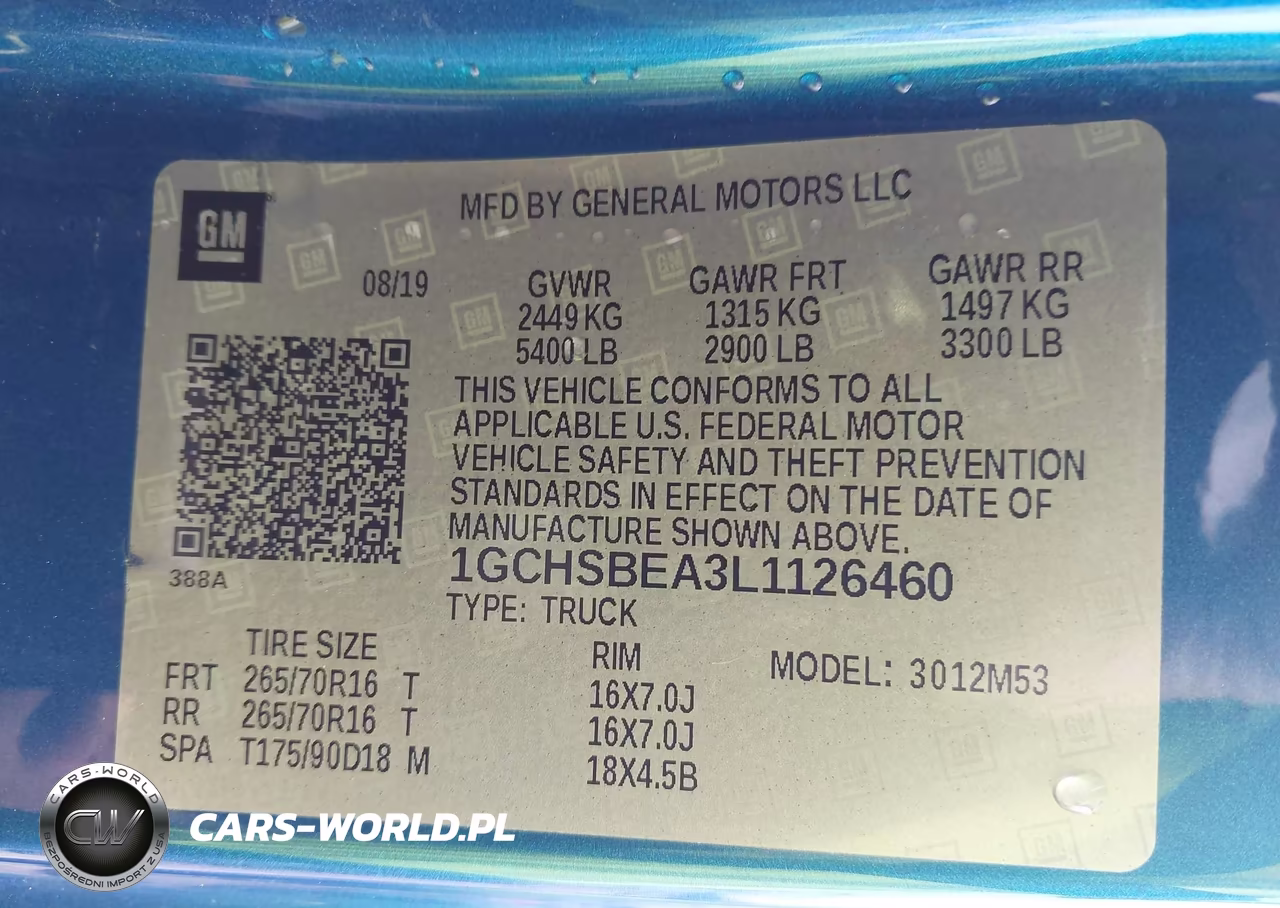 2020 Chevrolet Colorado 2Wd Long Box Wt VIN:1GCHSBEA3L1126460 - 9