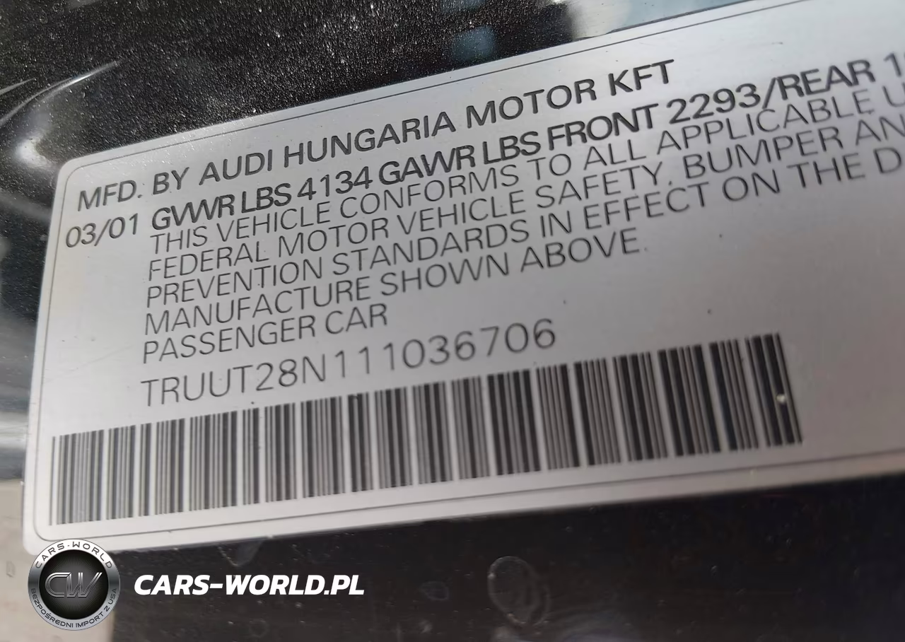 2001 Audi Tt VIN:TRUUT28N111036706 - 9