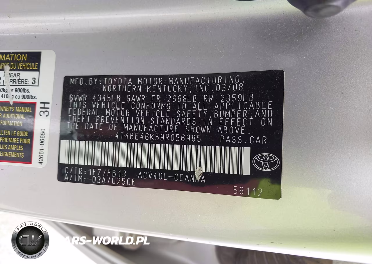 2009 Toyota Camry Le VIN:4T4BE46K59R056985 - 9