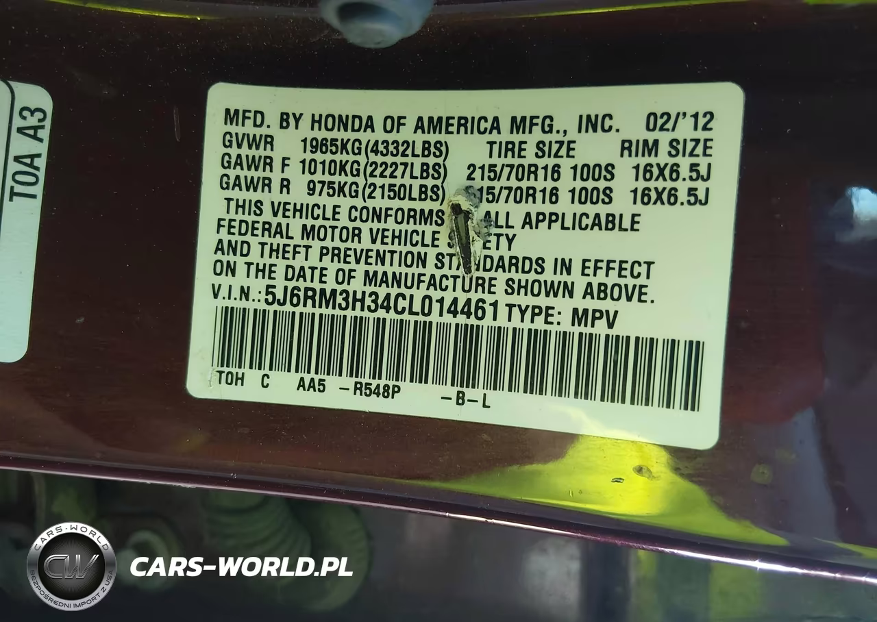 2012 Honda Cr-V Lx VIN:5J6RM3H34CL014461 - 9