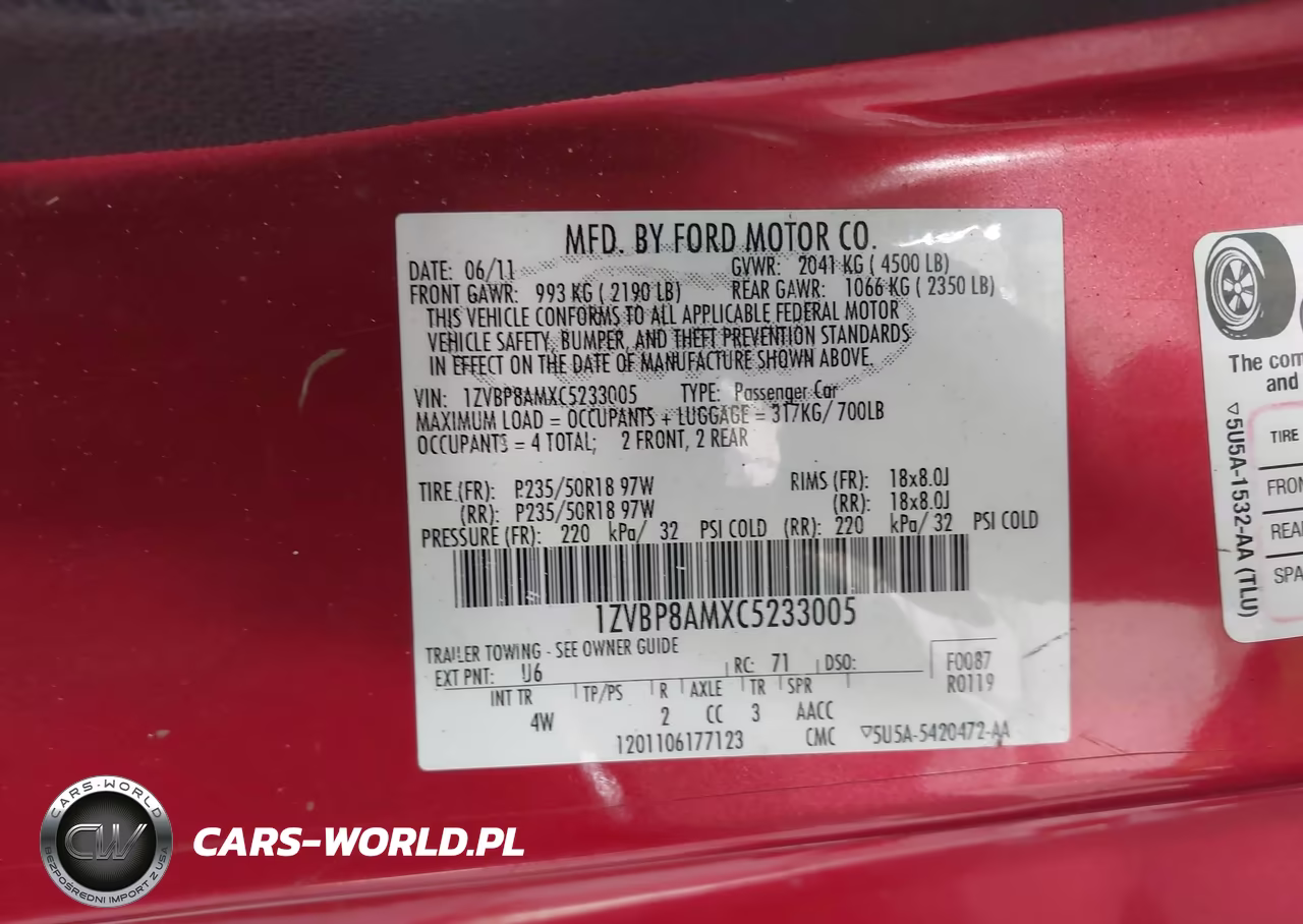 2012 Ford Mustang V6-V6 Premium VIN:1ZVBP8AMXC5233005 - 9