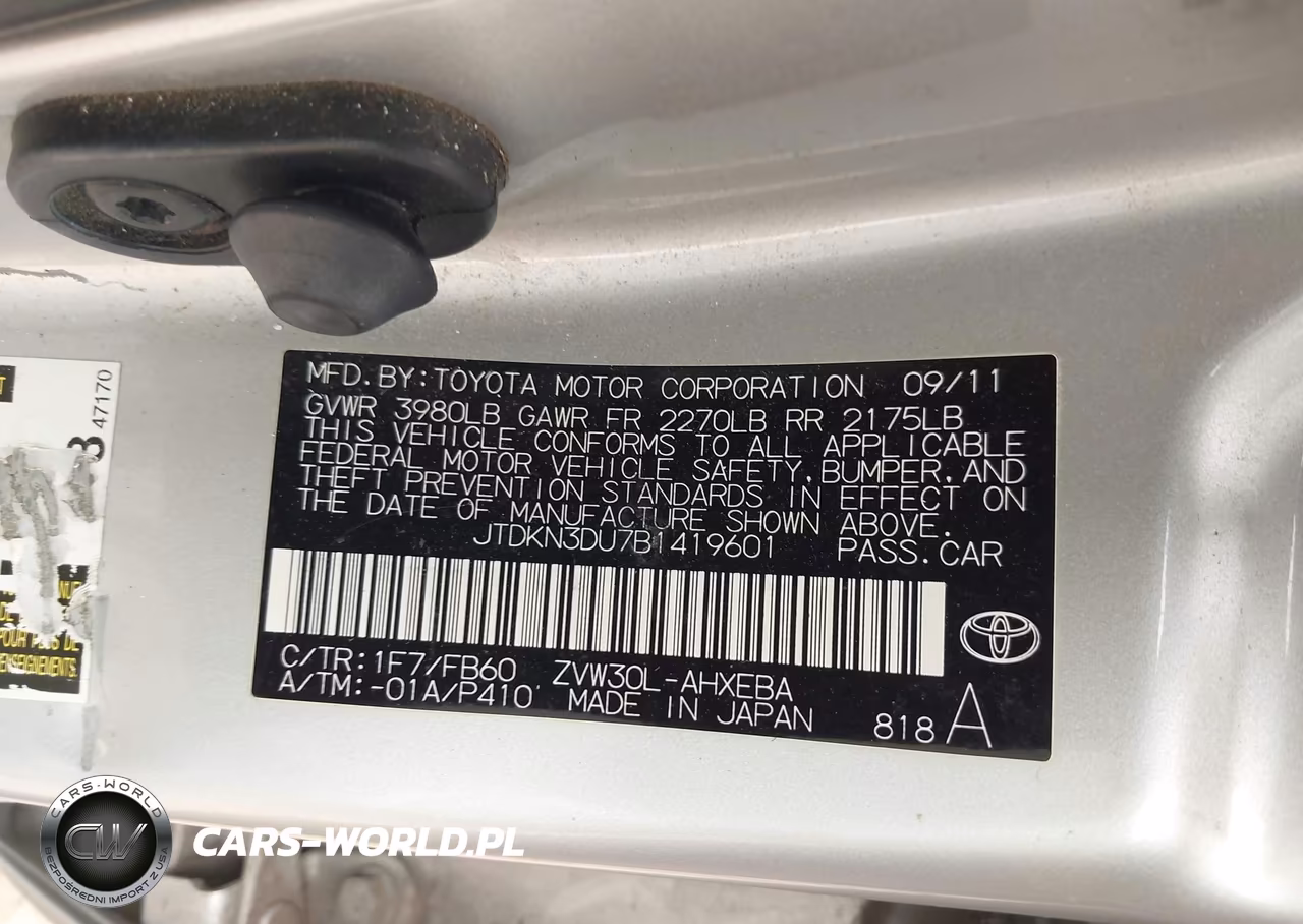 2011 Toyota Prius Two VIN:JTDKN3DU7B1419601 - 9